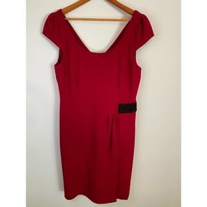 Antonio Melani Size 12 Red Cocktail Dress with small black sequin detail